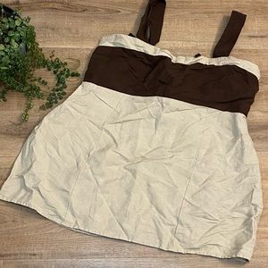 Beige and brown summer maternity shirt